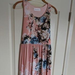 Pink Floral Midi Dress
